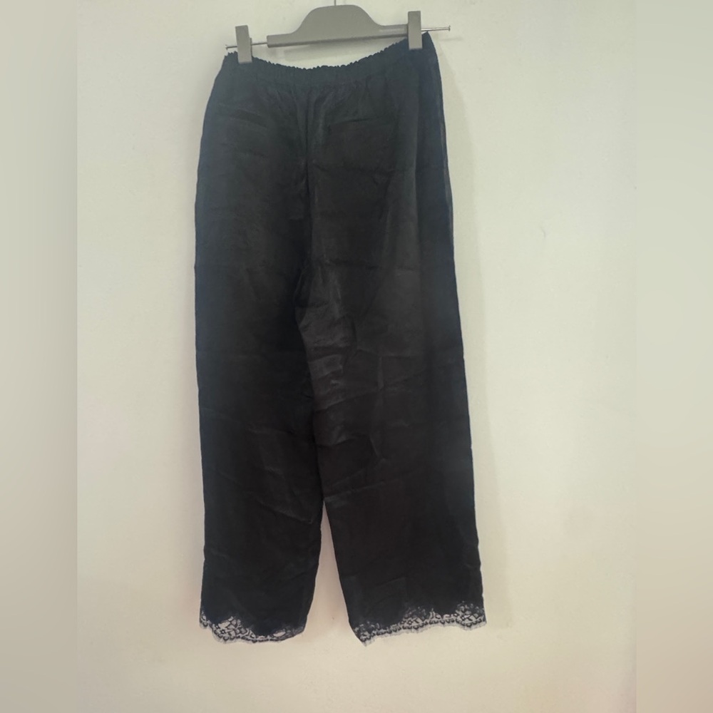 J Crew Stratus Lace Trim Pants in Textured Satin